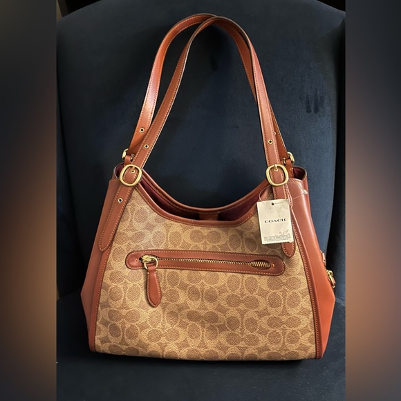 NWT Coach Signature Coated Canvas Lori Shoulder Bag